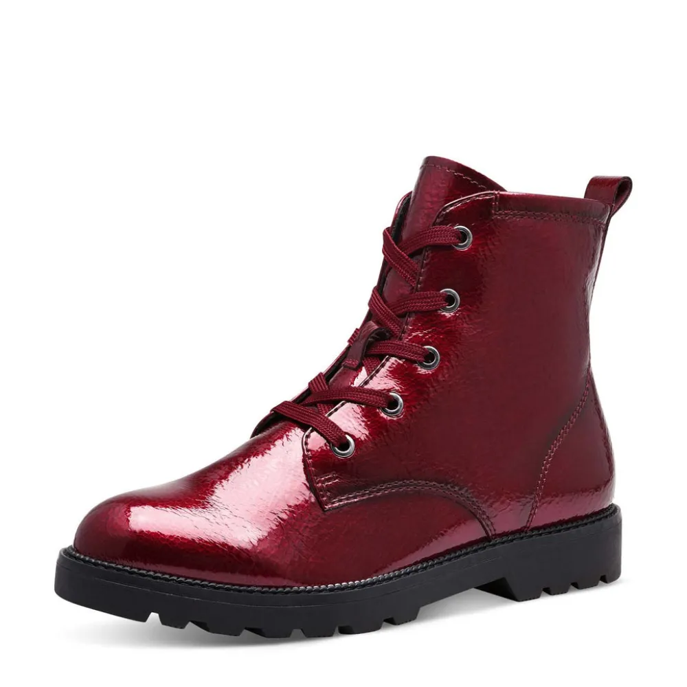 Cinders Shoe Heaven Casual Ankle | Ankle*Tamaris Laced Ankle Boot Patent Bordeaux