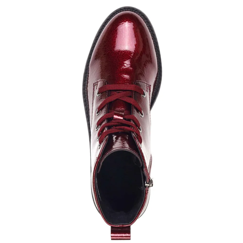 Cinders Shoe Heaven Casual Ankle | Ankle*Tamaris Laced Ankle Boot Patent Bordeaux