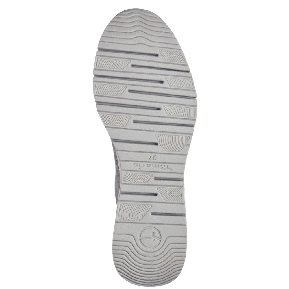 Cinders Shoe Heaven Trainers*Tamaris Laced Wedge Trainer with Zip Silver