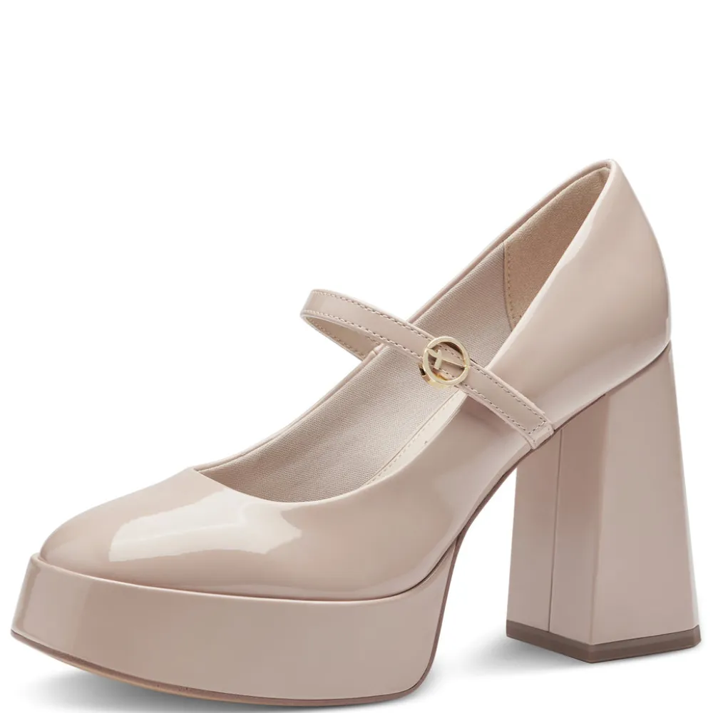 Cinders Shoe Heaven Occasion Shoes | Mid Heel*Tamaris Platform Mary Jane Nude Patent