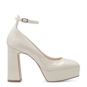 Cinders Shoe Heaven Occasion Shoes*Tamaris Platform with Ankle Strap Ivory
