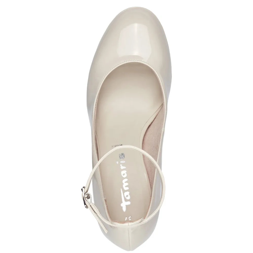 Cinders Shoe Heaven Occasion Shoes*Tamaris Platform with Ankle Strap Ivory