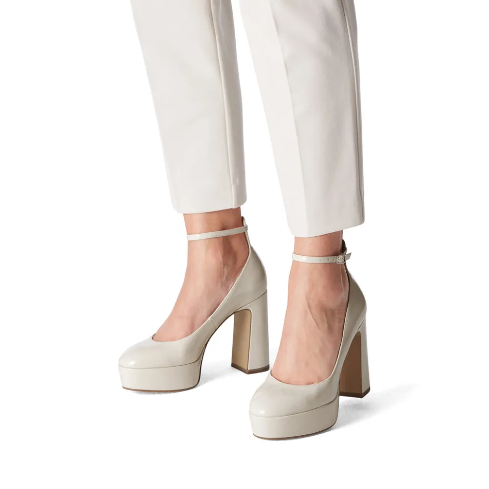 Cinders Shoe Heaven Occasion Shoes*Tamaris Platform with Ankle Strap Ivory