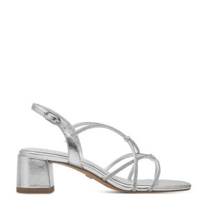 Cinders Shoe Heaven Heeled*Tamaris Strappy Low Sandal with Diamante Trim Silver
