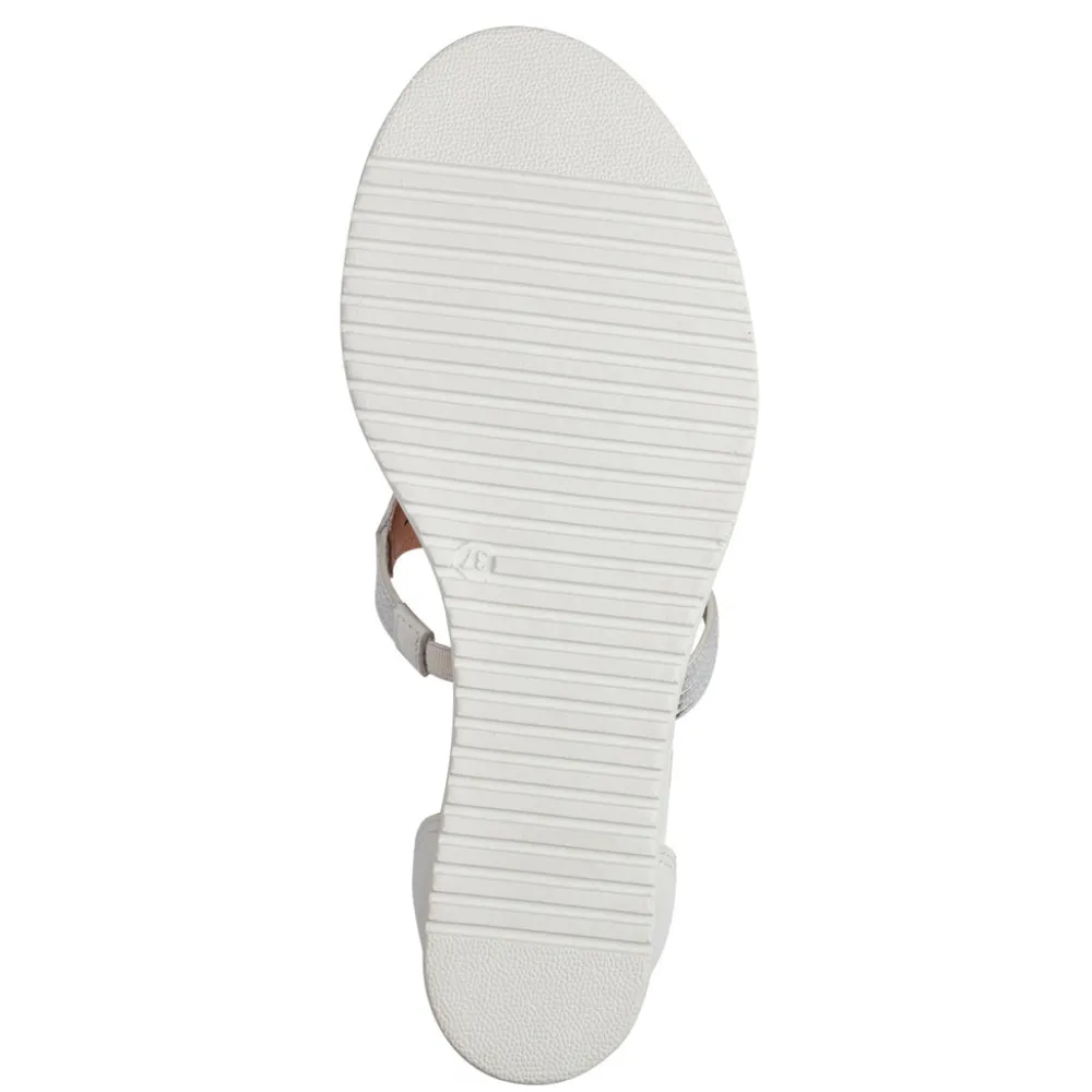 Cinders Shoe Heaven Wedge Sandals*Tamaris T-Bar Leather Wedge Sandal White