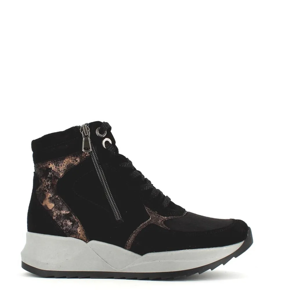 Cinders Shoe Heaven Casual Ankle | Trainers*Waldlaufer Bailey High Top Trainer Black/Bronze
