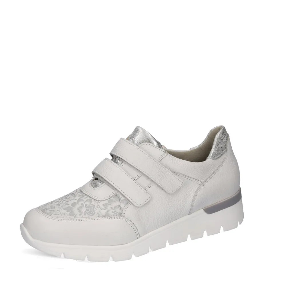 Cinders Shoe Heaven Trainers*Waldlaufer Ramona Velcro Trainer White Silver